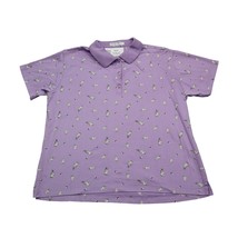 Monterey Club Shirt Womens L Purple Chest Button Short Sleeve Collared Top - $25.72