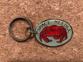 Vintage Seattle Space Needle Souvenir Crab Enameled Keychain Collectible - $6.71