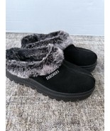 Skechers Shindigs Fortress Chunky Clogs Black Faux Fur Suede Women&#39;s Size 9 - $76.52 CAD