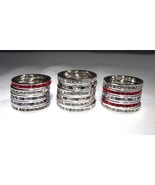 NWOT Lot of 16 Silver Rhinestone Stacking Band Rings All Size 8 C3509 - £63.46 GBP