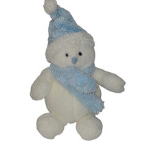 Vintage Commonwealth Plush Meltin Snowman White Blue Glittery 2000 13&quot; - $12.70