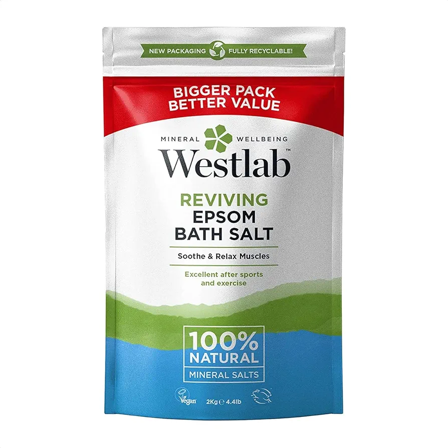 Westlab - Reviving Epsom Salt - 2kg Resealable Pouch Natural Mineral Sal... - $188.96 MXN
