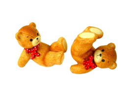 Lucy and Me Bears Vintage red polka dot bow ties set of 2 Lucy Rigg 1982 Enesco - £11.82 GBP