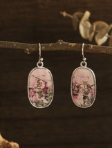 Handmade Pink Synthetic Gem Stone Dangle Earrings New - £9.25 GBP