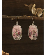 Handmade Pink Synthetic Gem Stone Dangle Earrings New - £9.29 GBP