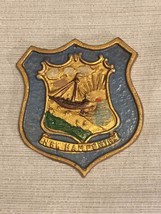 Vintage New Hampshire State Seal Crest Shield Plaque Painted Cast Iron Metal USA - £58.66 GBP