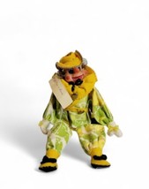 Vintage Rubber Face Clown Doll with Hat Happy Shelf Sitter Green Yellow ... - £19.77 GBP