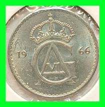 1966 Sweden 50 Ore Gustaf VI Vintage World Coin - $14.84