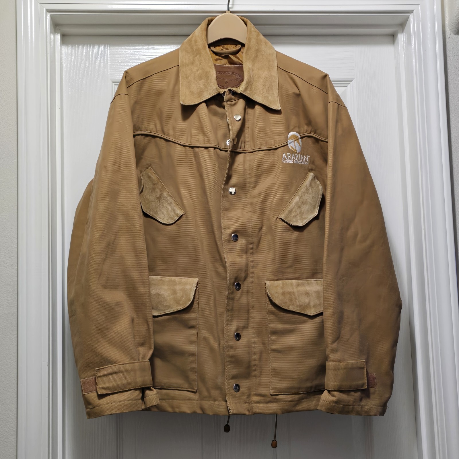 American Quarter Horse Association Jacket Brown Canvas / Leather Trim Me... - $138.60