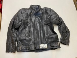 Vintage Leather Motorcycle Jacket Black Armpit/armpit 23&quot; (mc744) - $75.57