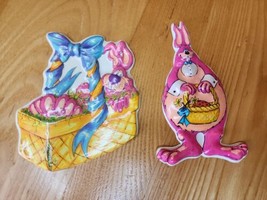 Vtg 1990s Lot Of 2 Pink Bunny Rabbit Easter Cake Toppers Pop Tops Bakery Crafts - £17.11 GBP