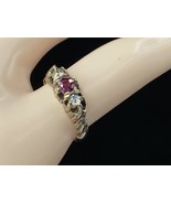 Antique 10K gold 0.22ct Ruby 1.8ct Old Euro Cut Diamond pinky ring 2.0g ... - £158.87 GBP