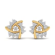 14K Yellow Gold Plated Round AAA Cubic Zirconia Swirl Style Stud Earrings For Wo - £48.24 GBP