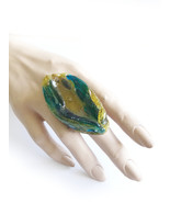 Big Blue Ring, Long Ring, Colorful Ring, Blue Yellow, Statement, Summer ... - $38.29 CAD