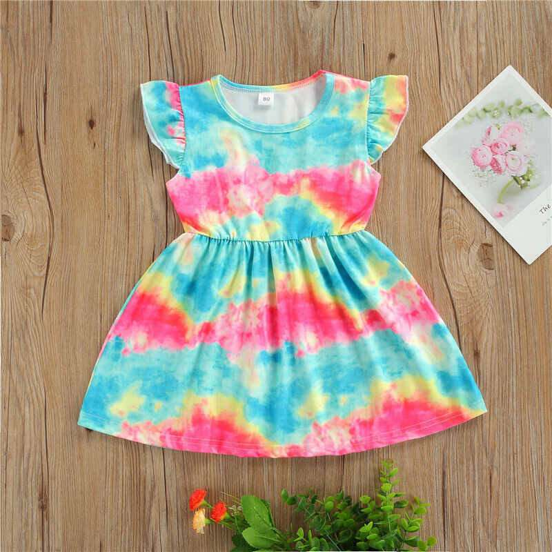 NEW Tie Dye Girls Short Sleeve Dress 18M 2T 3T 4T 5T - $5.49
