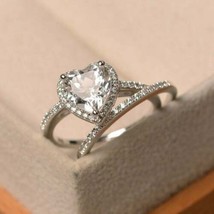Engagement Wedding Ring 3.20Ct Heart Cut Simulated Diamond 14K White Gol... - £223.50 GBP