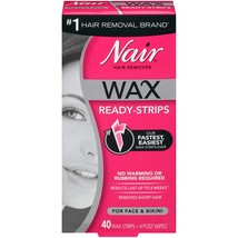 New Nair Hair Remover Wax Ready Strips, Face and Bikini Hair Removal Wax Strips, - £10.00 GBP