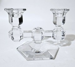 Vintage Val st Lambert Dual Crystal Candlesticks - Two on one base. Beautiful. - £26.08 GBP