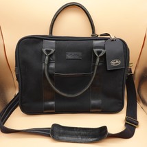 Kaehler Laptop Bag Black Canvas Pockets Shoulder Strap Brass Hardware Ch... - $59.95