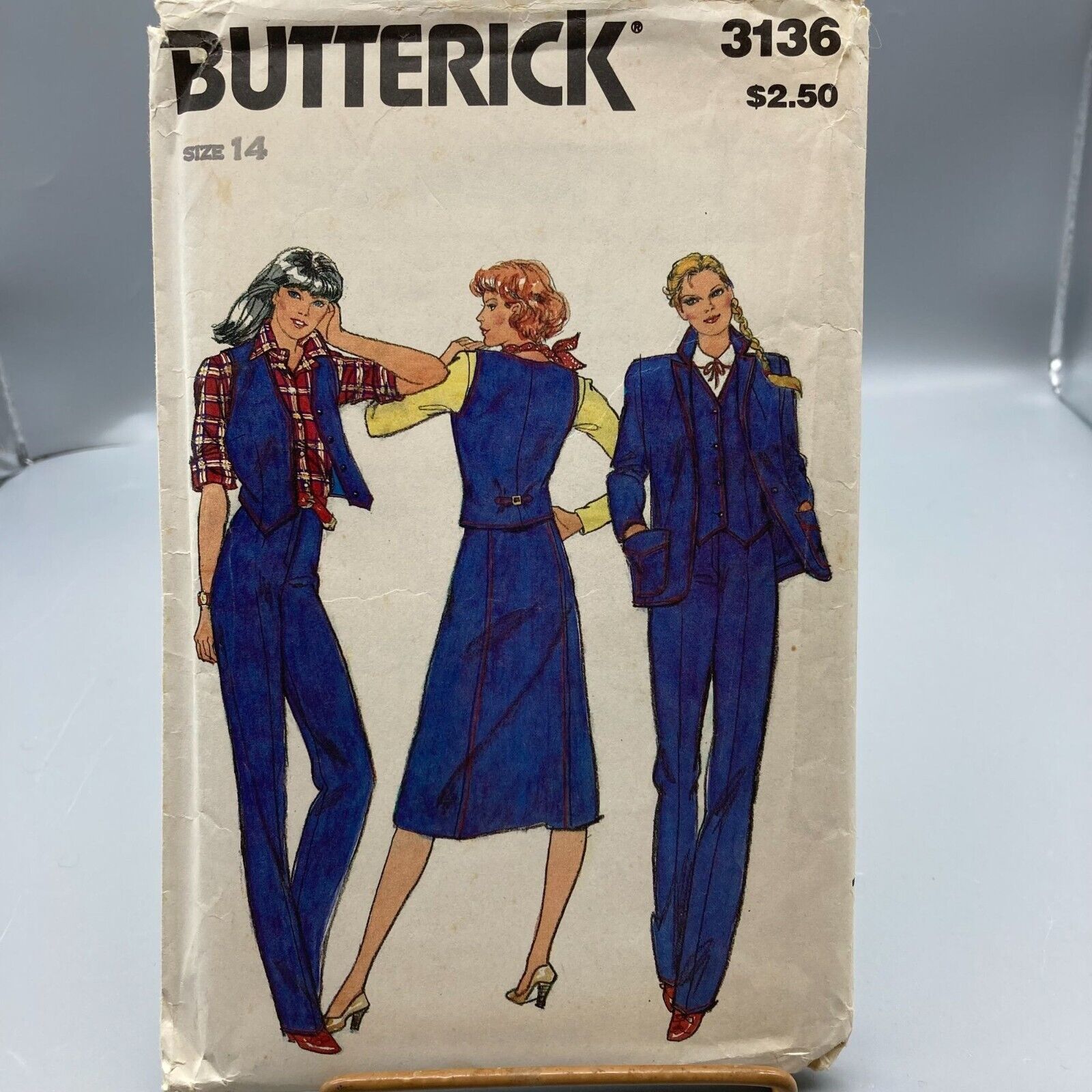 Vintage Sewing PATTERN Butterick 3136, Misses 1980s Jacket Vest Skirt and Pants - $14.52