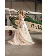 Beautifull Embroidery Flowers Wedding Dresses Double V Neck Appliques We... - $360.99