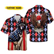 Personalize Custom Bowling Name USA Eagle Vintage, Bowling Team Hawaiian... - $10.35+