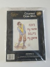 Vintage Golden Bee Counted Cross Stitch Kit Frame Father's Day Golf Saying NIP - $10.60