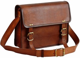 13&quot; leather messenger bag laptop case office briefcase gift for men comp... - $50.00