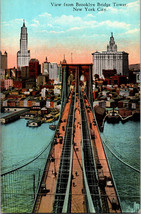 Vintage Postcard View From Brooklyn Bridge Tower New York City NY NYC (C5) - £5.41 GBP