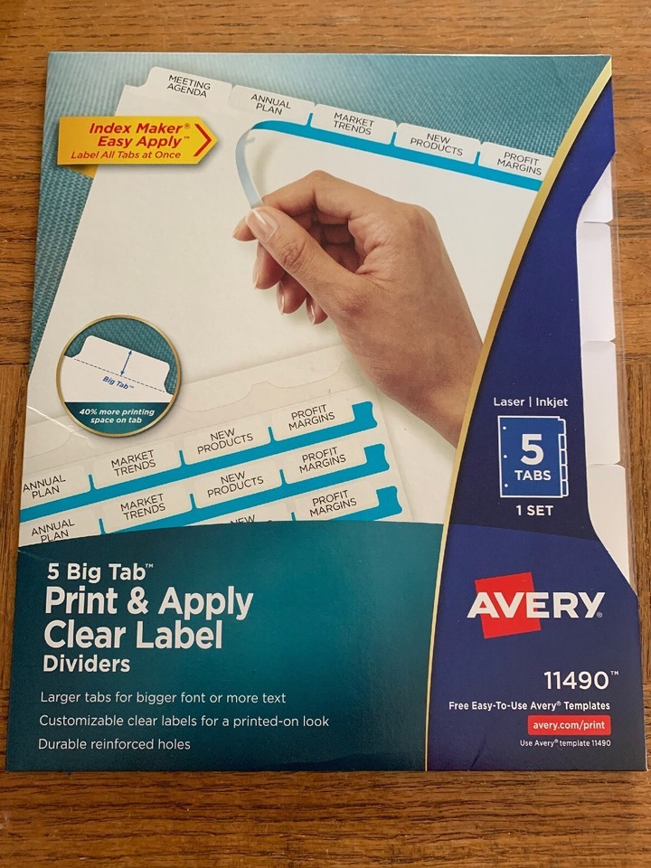 Avery Print And Apply Clear Label Dividers 11490 - $19.68