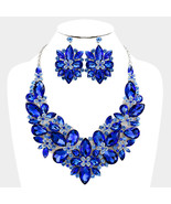 Elegant BlueTeardrop Crystal AB Rhinestone Silver Rhodium Collar Bib Nec... - £55.93 GBP