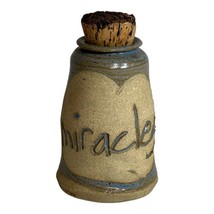 Vintage Stoneware Cork Bottle PATSPOT Miracles Jar Studio Pottery Blue Vase - $28.04