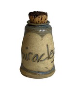 Vintage Stoneware Cork Bottle PATSPOT Miracles Jar Studio Pottery Blue Vase - £22.02 GBP