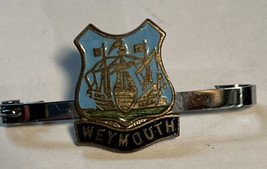 Pin Weymouth England Three Ships Blue Background Shield Shaped 2 Inches - £4.66 GBP