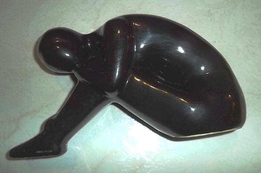 1970&#39;s Mid-Century Black Glass Finish Color &quot;Nude Female&quot; Original Ceram... - $105.00