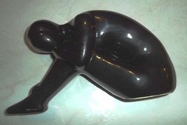 1970&#39;s Mid-Century Black Glass Finish Color &quot;Nude Female&quot; Original Ceramic Sculp - £82.56 GBP