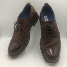 Steve Madden Men&#39;s Brown Leather Cap Toe Oxford Dress Shoes Size 8 Lesko... - £35.82 GBP