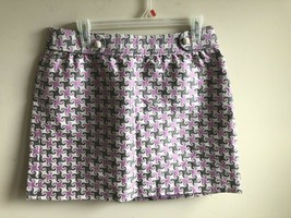 Vineyard Vines 8 Pink Gray Mulberry Wave Houndstooth Cotton Blend Mini Skirt - £16.83 GBP