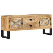 Industrial Rustic Vintage Wooden Mango Wood TV Stand Cabinet Entertainment Unit - £132.63 GBP