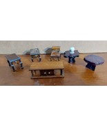 Vintage Dollhouse Furniture Wooden Living Room Furniture Coffee End Tables - $46.56