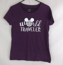 Mossimo Women&#39;s Purple Mickey Mouse World Traveler Cap Sleeve T-Shirt Size Large - £7.62 GBP