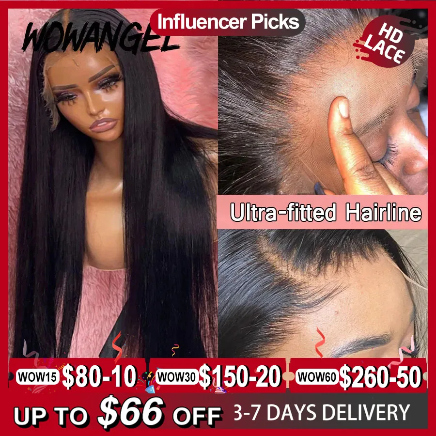 34inch Real HD Lace Front Wig Pre Plucked Straight Wigs 13x6 HD Transparent Lace - £158.71 GBP+