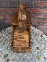Vintage Karoff Rise &#39;N Shine Shoe Shine Box Solid Wood Oak Pine Rustic Farmhouse - £30.37 GBP