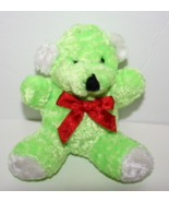 Shalom Toy Teddy Bear Plush Stuffed 3.5&quot; Green White Mini Red Bow Soft A... - €12,66 EUR