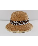 OBERON SAFARI STRAW HAT SZ L MENS LEOPARD PRINT BAND ANIMAL BLACK BROWN ... - $9.99