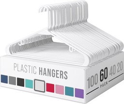 Clothes Hangers Plastic 60 Pack - White Plastic Hangers - - - £30.86 GBP