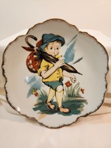 Vintage Norcrest Boy with Umbrella &amp; Sack Hummel Style Decorator Plate 7&quot; D - £17.61 GBP