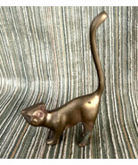 Vintage MCM Brass Cat w Tail Ring Holder 4&quot; Tall Nice Patina - $299.31 MXN
