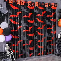 Mega-L Halloween Party Decorations 2 Pack Red and Grey Bat Pattern Photo... - £14.14 GBP