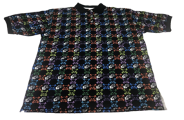 CLH Men&#39;s Polo Shirt 2XL Skulls $ Crossbones All Over Print Short Sleeve GID - $28.50